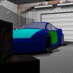 3D car - garage scene render