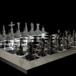 3D chess set - black pieces close-up